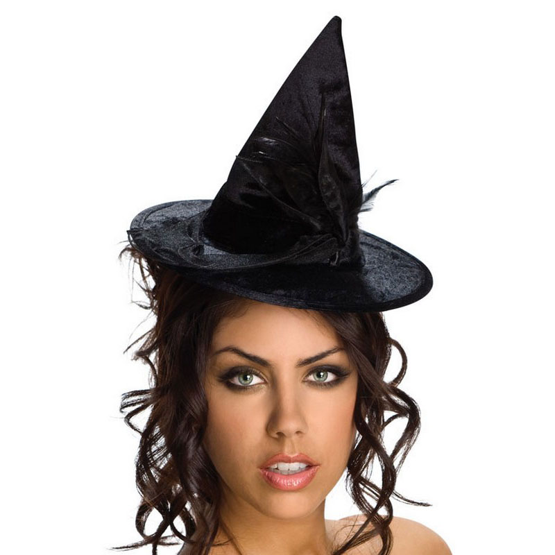LH3142 Costume Mini Hats Black Velour Witch Hat.